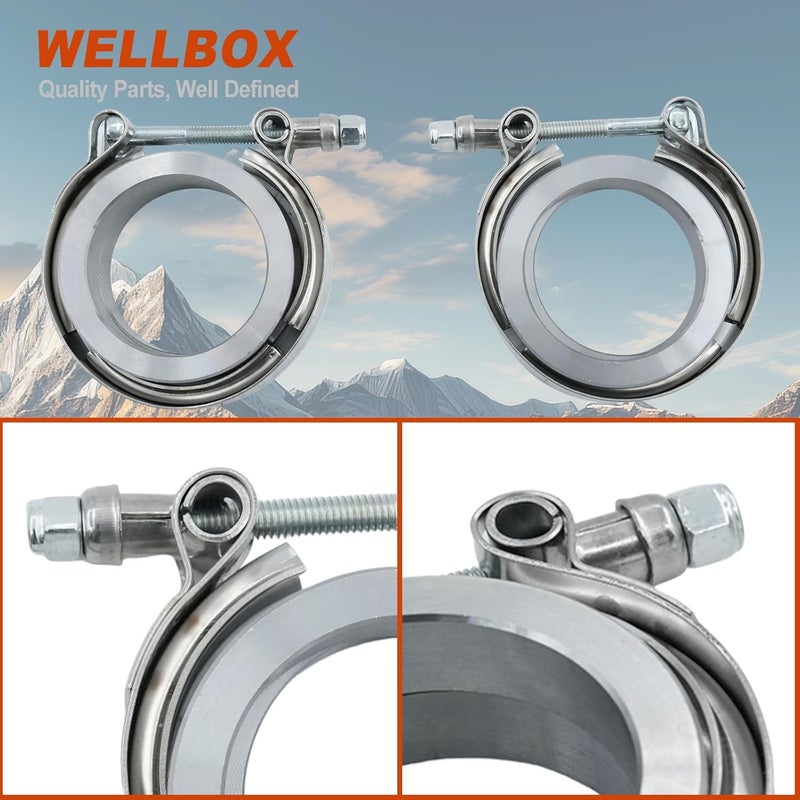 WELLBOX 2 Inch V Band Clamp 2Pcs with Flange Male Female,2 V Band For Pickup Truck Turbo Downpipe Exchange Exhaust Systems - Image 5